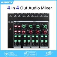 4 In 4 Out Audio Mixer 4-Channel Headphone Amplifier Sound Card Mixer Recording Interface With Dj Mi