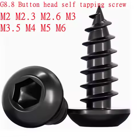 10-100pc M2 M2.3 M2.6 M3 M3.5 M4 M5 M6 Black Hex Socket Button Head Self Tapping Screws 8.8 Steel Ro