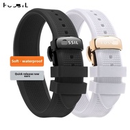 14/16/18/19/20/21/22/24mm for Fo-ssil FS5237/FS5132/FS5241 Soft Silicone Strap Waterproof Comfortabl