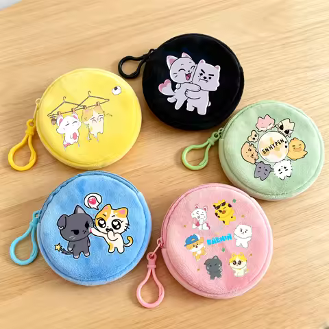 Kpop ENHYPEN Print Wallet Round Coin Purse Cute Key Earphones Storage Pouch Soft Fashion Mini Zero W
