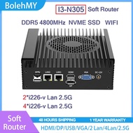 SZBOX Intel i3 N305 Fanless MINI PC PfSense Soft Router Win11PRO DDR5 NVME SSD 2 Lan 4 Lan 2.5G OPNs
