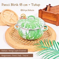 HIJAU GRIYA NATURE Blirik Pan size 18 cm + Lid | Serving Pot Vegetable Pot/ Striped Bowl/ Striped St