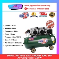 EUROX AIR PLUS EAG-3-10063F 3HP 100L Air Compressor 2.2kW Industrial Air Compressor