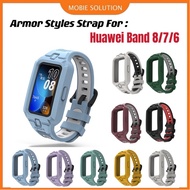 Double Color Armor Strap For Huawei Band9 Huawei Band 8 Huawei Band 7 , Band6 Strap + Case Armor Design Protective Cover