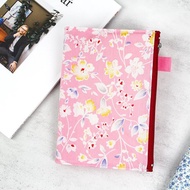 Chuyu B6/32K花布單筆插拉鍊書衣/書套/日誌合身書套-01粉底黃花