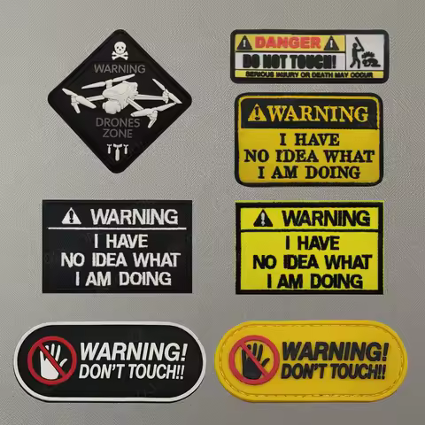 Warning I Have No Idea Embroidered Patch Alert Identify Safety Outdoor Mark Strip PVC Rubber Patches