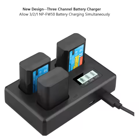 N66R-NP-FW50 NPFW50 Battery Charger 3 Slot Charger for Sony Alpha ZV-E10 A6400 A6500 A6300 A6000 A7 