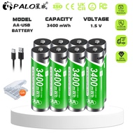 PALO 1.5V AA Battery Rechargeable Type-c Charging USB Interface Lithium Battery 3400mWh