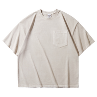 GILDAN X Arrive Guide 320 GSM Washed Cloth Oversized with Pocket Cotton T-shirt Plain Round Neck Lar