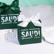 5pcs Saudi National Day Gift Boxes With Satin Ribbons, "National Day SAUDI 23rd SEPTEMBER" Print, Gr