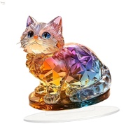 MXBEAUTY 2D Cat Ornament, Handmade Crystal 2D Cat Sculpture, Fashion Acrylic Colorful Miniature 2D K