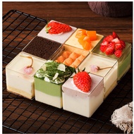 50 square plastic cups code 4245, capacity 70ml, used to store assorted mousse cakes