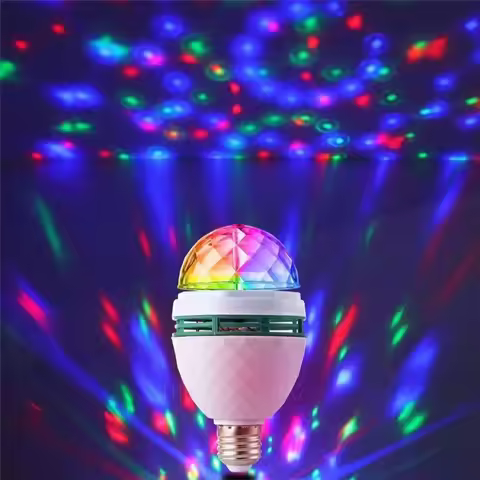 Birthday Party E27 Colorful Auto Rotating RGB LED Stage Light Effect Disco Lamp Crystal Magic Ball C