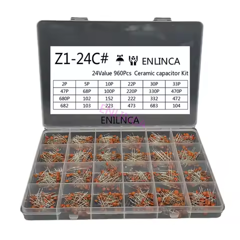 960Pcs/lot Ceramic capacitor Assortment Kit 2PF-0.1UF 50V Ceramic capacitors set 24value*40pcs diy E