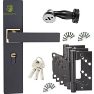 MXMUSTY1 Interior Door Handle Lockset, Silent Square Door Handle Lock Keys Set, Door Stop Black Universal with Keys Door Knob Household Hardware