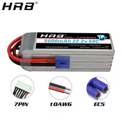 HRB 6S 22.2V Lipo Battery EC5 2200mah 2600mah 3300mah 4000mah 5000mah 6000mah 8000mah 10000mah 12000