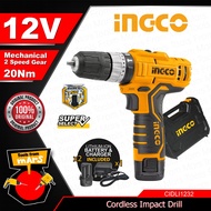 INGCO Li-Ion Cordless Impact Drill 12V 20NM Impact Gun Cordless Drill Impact Driver •TFM• ICPT