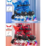 Skate001  Kids Inline Skates Roller Budak Kasut Roda Outdoor Kid Shoes Girl Boy Shoes LED Heelys
