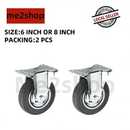 (2 PCS ) RIGID RUBBER CASTOR WHEEL ( 6 INCH OR 8 INCH)