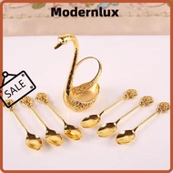 MODERNLUX Swan Base Stand Spoons, Stirring Mixing with 6 Spoons Swan Spoons, Elegant Table Decoratio