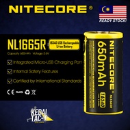 NITECORE NL1665R - 650mAh USB Rechargeable CR123A 16340 Battery - ORIGINAL - Ready Stock in MALAYSIA