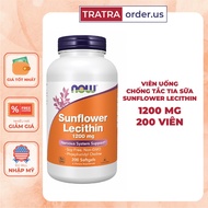 [HŨ LỚN] Viên uống chống tắc tia sữa Now Sunflower Lecithin 1200mg - 100 viên - 200 viên [Nhập Mỹ]