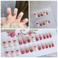 A312 Fake nails with bow glue, 1 box of 24 nails