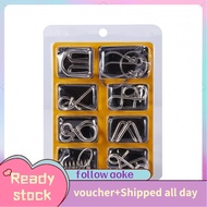 aoke GLOGLOW IQ Toys  8Pcs Test Mind Game Brain Teaser Metal Wire Puzzles Magic Trick Toy Disentangl