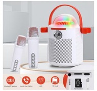 KidsLand - 便攜式藍牙卡拉 OK 揚聲器，帶 2 個無線麥克風 , 揚聲器系統，播放器，音樂KTV Microphone無線，適合家庭聚會唱歌 喇叭音響
