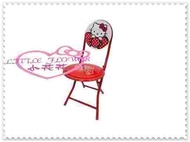 ♥小花花日本精品♥ Hello Kitty 折疊椅 折疊椅子 鋼管椅 圓型兒童鐵管椅 紅色趴姿 出清