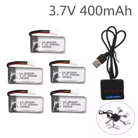 5Pcs Upgraded 3.7V 400mah Lipo Battery For H107 H31 KY101 E33C E33 U816A V252 H6C 25C RC Quadcopter 