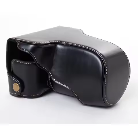 PU Leather Camera Bag Case Lens Pouch Cover for Fujifilm X-A3/X-A10/X-A5 with Strap, White Stitching