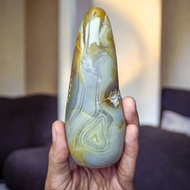 Golden Mist Banded Agate Freeform | Polished Natural Agate Crystal | Unique Pattern Agate for Decora