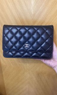 Chanel WOC 黑銀荔枝皮 Wallet On Chain