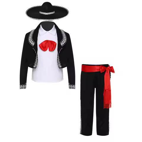 Boy Mexican Costume Kids Traditional Mariachi Amigo Dance Cosplay Costumes Halloween Mexican Cosplay