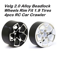 2.0 Alloy Beadlock Wheels Rim Fit 1.9 Tires 4pcs RC Car Crawler Axial SCX10 90046 D90 Jeep mn999 HBR