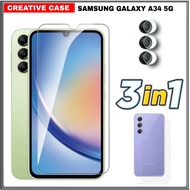 3 INC PACKAGE 1 Tempered Glass SAMSUNG GALAXY A34 5G Glass Protection - SAMSUNG A34 5G