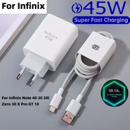 Cho Infinix 45W Sạc siêu nhanh Bộ chuyển đổi sạc 6A Type-C Cáp Cho Infinix Lưu Ý 40 30 Pro Zero 30 X