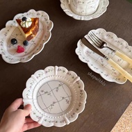 BABY BREATH SERIES /Aesthetic Korean Plate/Cup & Saucer Vintage Korean Plate/Decoration Plate/Displa