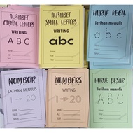 ABC Buku Latihan Menulis abc dan 123 ABC 123 WRITING BOOK 1 set 6 books free 1 ABC laminate card