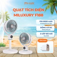 MILUXURY F188 Premium Electric Fan - 8000mAh Battery, 5 Wind Modes, 360 Rotation - Luxurious Night L