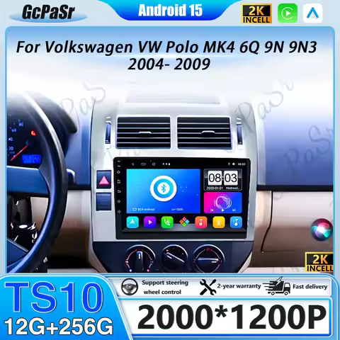 Android 16 Car Radio For Volkswagen VW Polo MK4 6Q 9N 9N3 2004- 2009 Multimedia Player Auto Stereo W