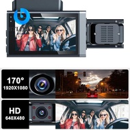 BTLIMER Vehicle Recorder, Loop Recording 3 Lens Car DVR,  Night Vision HD APP Control Car Dashcam Dr
