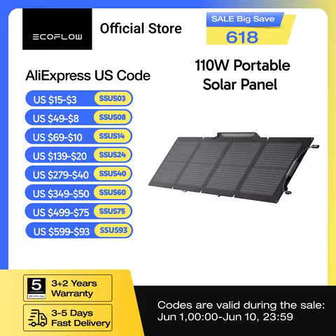 ECOFLOW Portable Solar Panel, Foldable with Carry Case, High 23% Efficiency, IP68 Water & Dustproof 