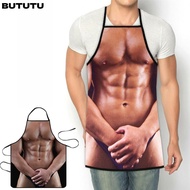 BUTUTU Muscle Men Baking Apron Creative Cooking Novelty Funny BBQ Chef