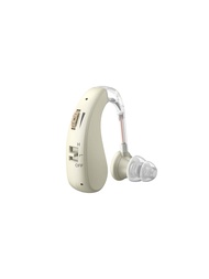 耳掛式助聽器，具有降噪、聲音放大、輔助聽力放大和USB充電功能，老年人用後頰上方聲音放大器效果清晰。