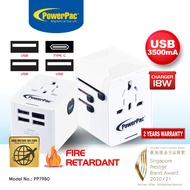 PowerPac Multi Travel Adapter With 3x USB + 1xType-c Charger (PP7980)