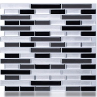 Clever Mosaics Modern Easy DIY Backsplash Decor Wallpaper 3D Black Silver Gray Peel and Stick Wall Tiles - 1 Sheet