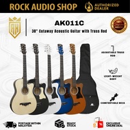 A&K - 38 Inch Acoustic Guitar AK-011C (FREE BAG) TRUSS ROD + Accessories Set (Gitar Akustik, Gitar K