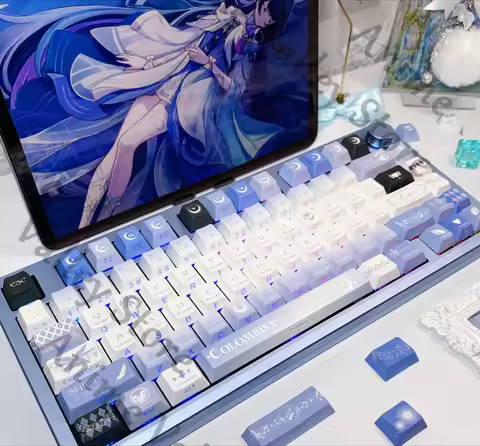 Anime Genshin Impact Columbina Cosplay Side Lighting Kforce Cartoon Keycaps PBT Mechanical Keyboard 